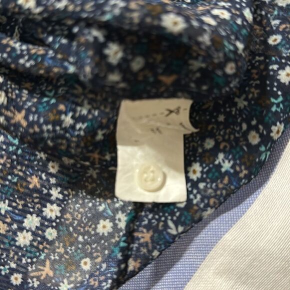 ZARA S Pin Stripe Ditsy Floral Sheer Bat Wing Oversized Button Front Shirt - Picture 13 of 13